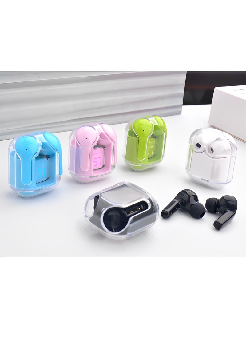 REOCLE - Wireless Earbuds Bluetooth Headphones with ENC Noise Canceling Translucent Earphones HiFi Dual Stereo Microphone Mini in-Ear Earbuds with Charging Case & LED Digital Display - Image 1