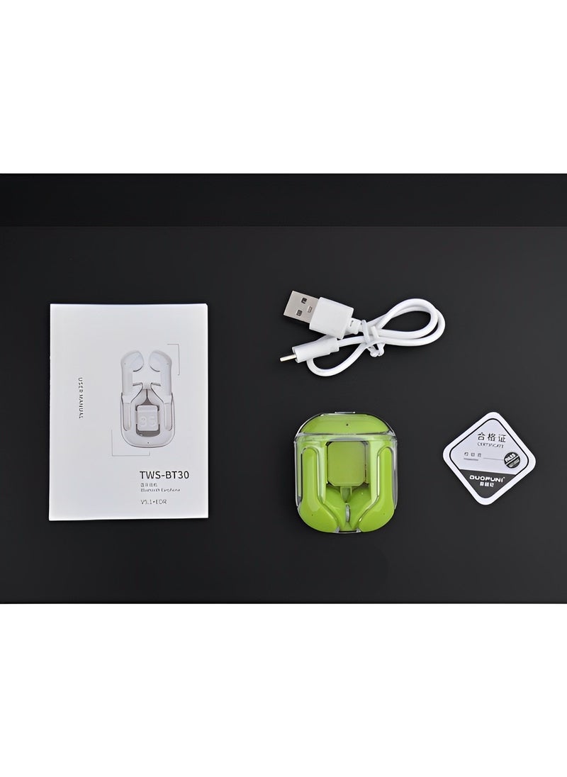 REOCLE - Wireless Earbuds Bluetooth Headphones with ENC Noise Canceling Translucent Earphones HiFi Dual Stereo Microphone Mini in-Ear Earbuds with Charging Case & LED Digital Display - Image 1
