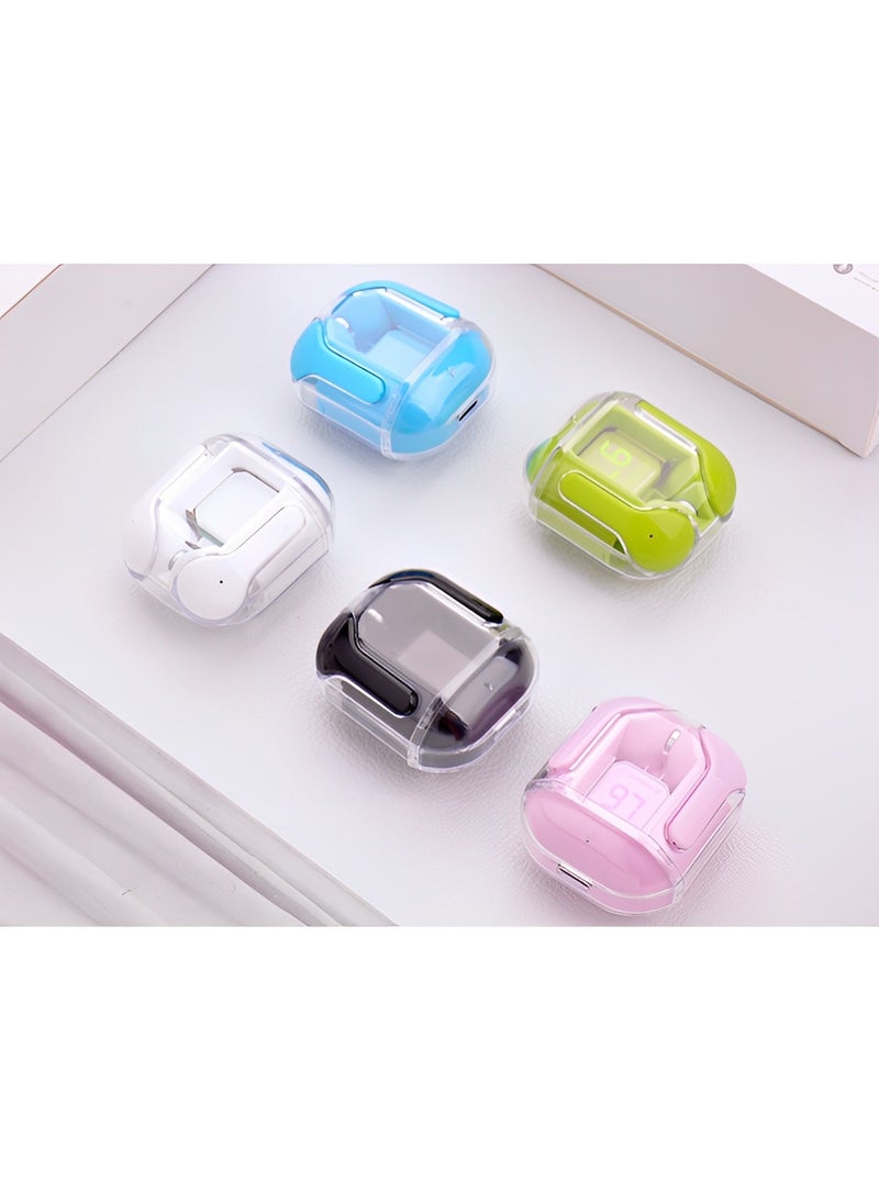 REOCLE - Wireless Earbuds Bluetooth Headphones with ENC Noise Canceling Translucent Earphones HiFi Dual Stereo Microphone Mini in-Ear Earbuds with Charging Case & LED Digital Display - Image 1