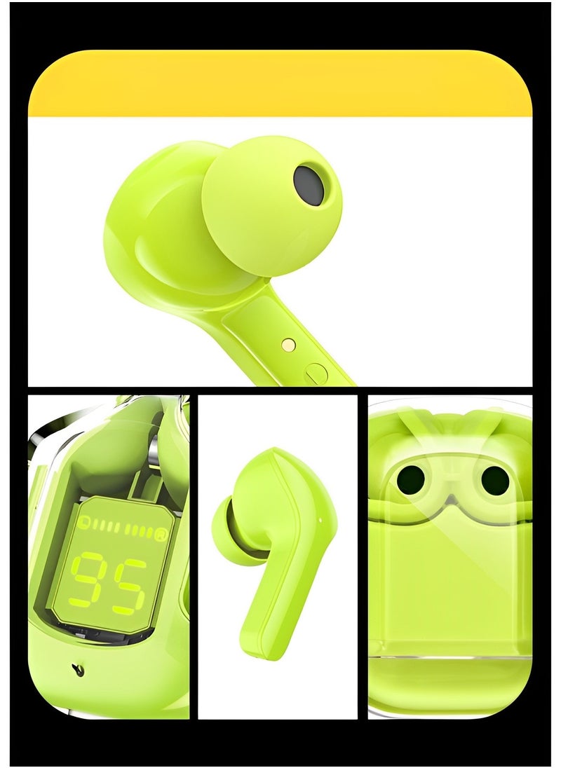 REOCLE - Wireless Earbuds Bluetooth Headphones with ENC Noise Canceling Translucent Earphones HiFi Dual Stereo Microphone Mini in-Ear Earbuds with Charging Case & LED Digital Display - Image 1