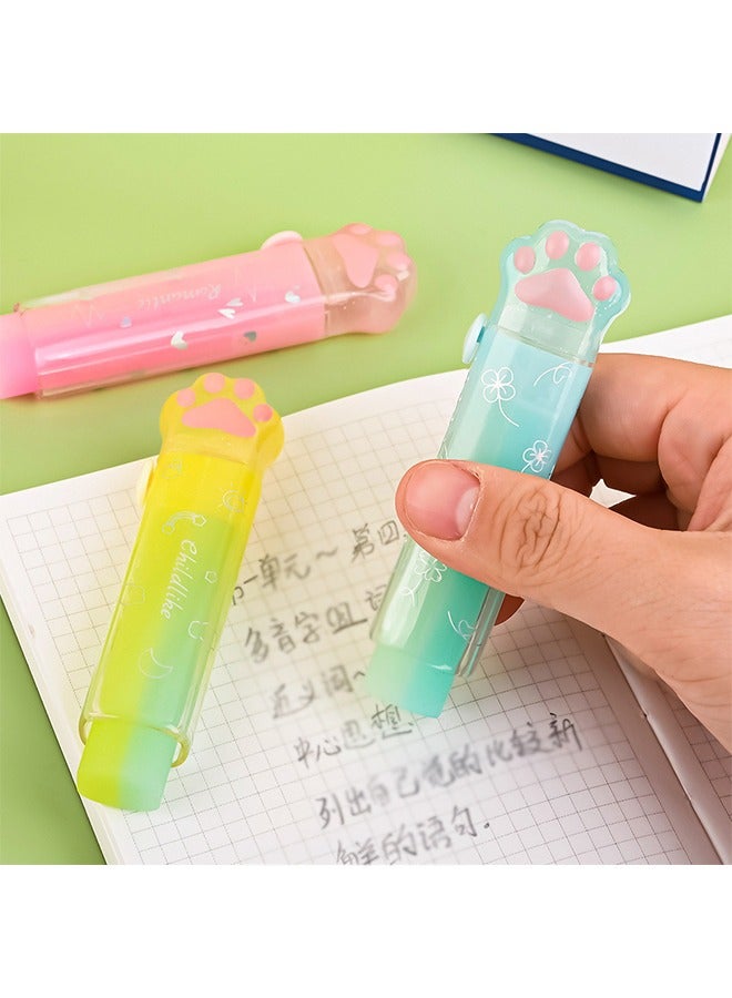 Generic 2Pcs Sliding Retractable Pencil Erasers with Cat Paw Plastic Sleeve Jelly Erasers No Marks Or Bebris Left Modified Or Wiped for School Office Clean Erase Erasers for Kids(Gradient Color)  - Image 3