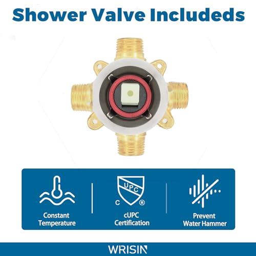 WRISIN Black Shower Faucet Set with Tub Spout, Black Shower Head and Handle Set, Bathtub Faucet Set with 6 Inch High-Pressure Rain Showerhead - Image 5