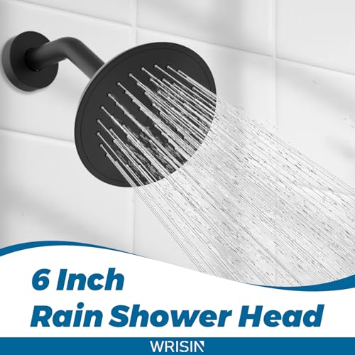 WRISIN Black Shower Faucet Set with Tub Spout, Black Shower Head and Handle Set, Bathtub Faucet Set with 6 Inch High-Pressure Rain Showerhead - Image 4