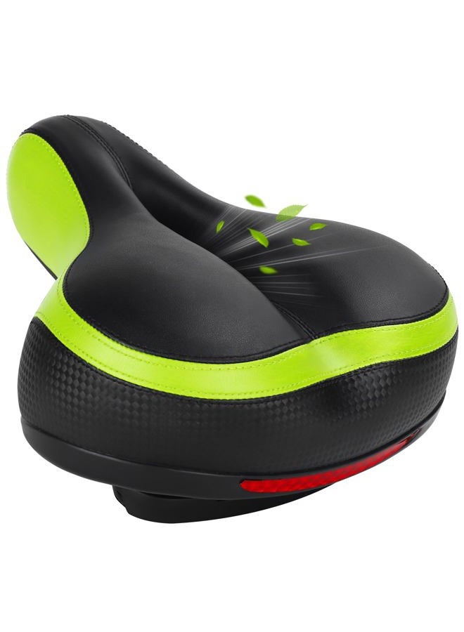 TONBUX Unisex's Comfortable Replacement with Dual Shock Absorbing Ball Wide Bike Memory Foam Bicycle Gel Seat with Mounting Wrench, Black/Green with Reflective Tape, 4.5 - Image 1