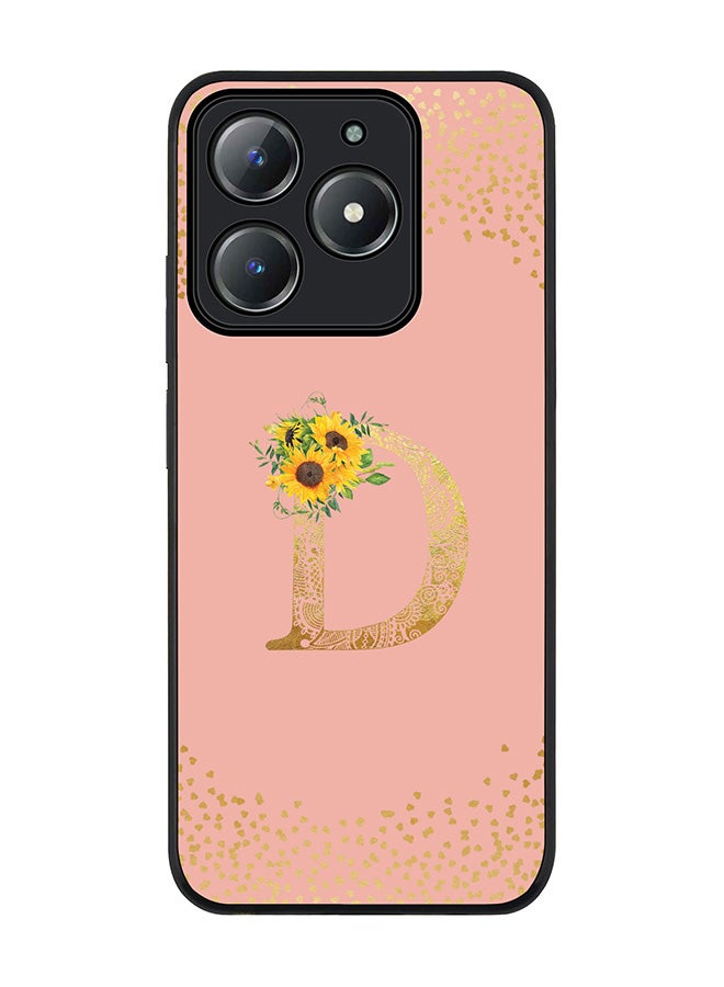 Stylizedd For Realme C63 / Realme C61 4G Case,Slim fit Camera Protection, Shockproof Thin Phone cover  - Custom Floral Monogram - D  (Rose Pink ) - Image 1
