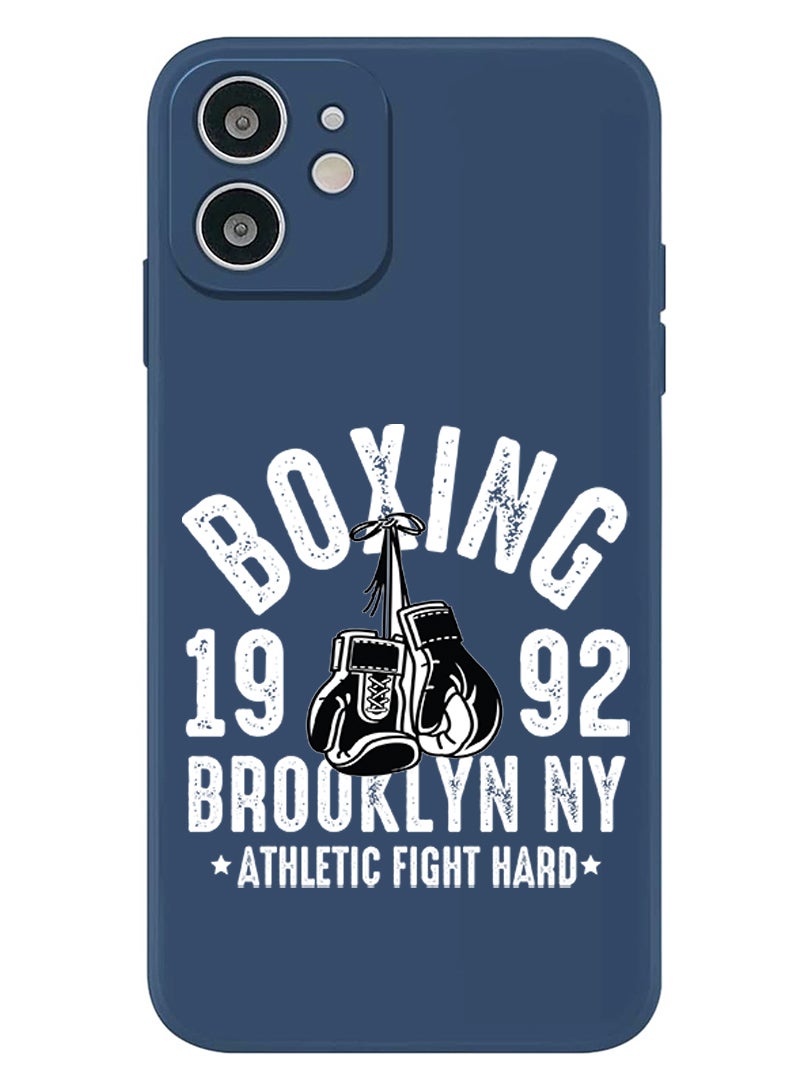 Theodor Protective Slim Fit Case Liquid Silicone Cover with Full Body Protection Anti-Scratch Shockproof Case For iPhone 12 Blue  - Boxing Brooklyn white copy - Image 1