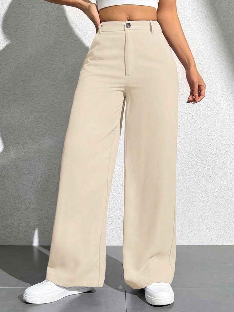Toochki Trousers for Woman Pants Women's Formal Office Korean | Beige Track Pant | Straight | Cotton Spandex Stretchable Trouser | High-Waisted Bottom Wear - Image 4