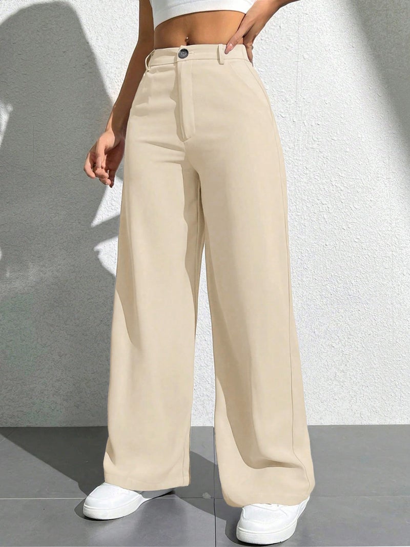 Toochki Trousers for Woman Pants Women's Formal Office Korean | Beige Track Pant | Straight | Cotton Spandex Stretchable Trouser | High-Waisted Bottom Wear - Image 5