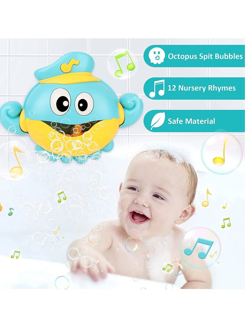 KASTWAVE Baby Bath Toys Bubble Machine, 1000+ Bubbles Per Minute with Nursery Rhymes, Automatic Octopus Bubble Maker Bath Toys for the Bathtub for Toddlers Babies Boys Girls - Image 3