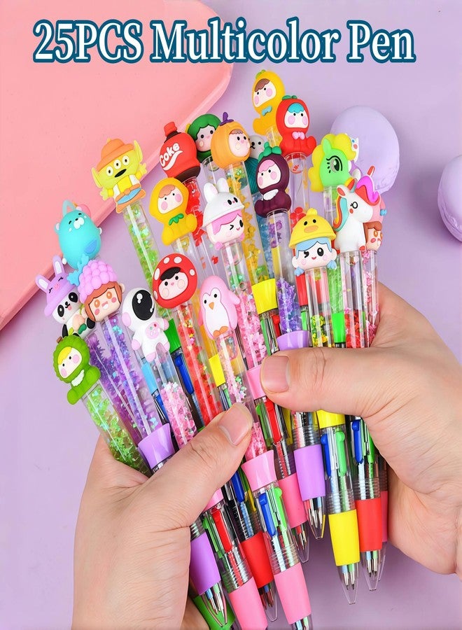 Oneshow 25 Pack Multicolor Pen in One 4-in-1 Pens Bulk Ballpoint Pens Prizes for School, Office & Home Writing Supplies (Assorted Style) - Image 2