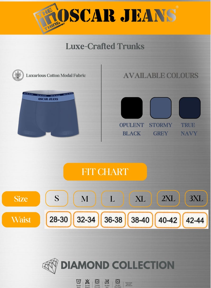 أوسكار جينز مجموعة Diamond Collection ملابس داخلية رجالية بوكسر قطنية مودال فاخرة أنعم بثلاث مرات (من القطن) أداء رياضي قابل للتهوية StretchMax متين فائق الخفة عبوة من 3 قطع - Image 4