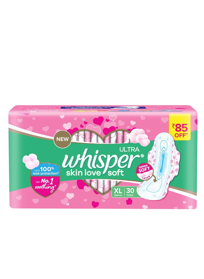 Whisper Whisper Ultra Soft Sanitary Pads for Women, XL, 30 Napkins (Pack of 1)  - Image 1