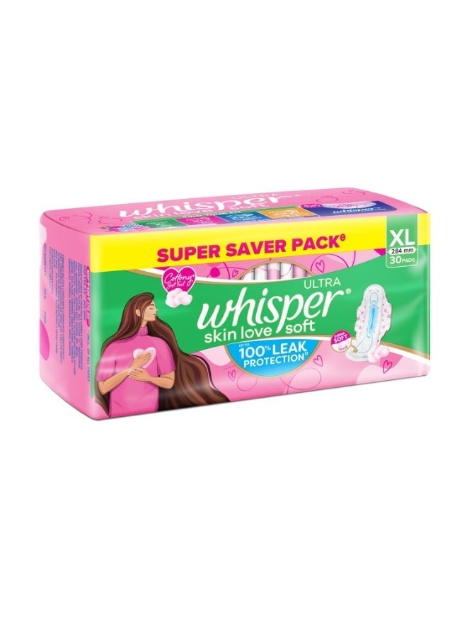 Whisper Ultra Soft Sanitary Pads for Women, XL, 30 Napkins (Pack of 1) - Image 2