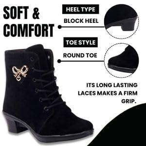 KRAFTER High Ankle Synthetic Boots For Womens And girls Black-uk-7-Black-M071-40 - Image 3