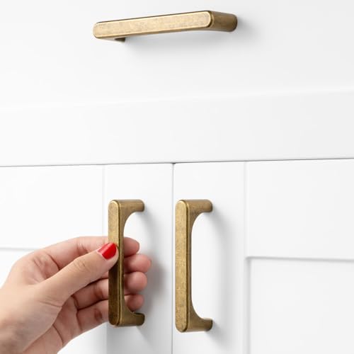 BEROSSA 10 Pack 3 Inch Antique Brass Drawer Pulls Vintage Brass Cabinet Handles Brass Hardware for Kitchen Cabinets 3126 Drawers Bedroom Dresser Bathroom Vanity Cupboard - Image 4