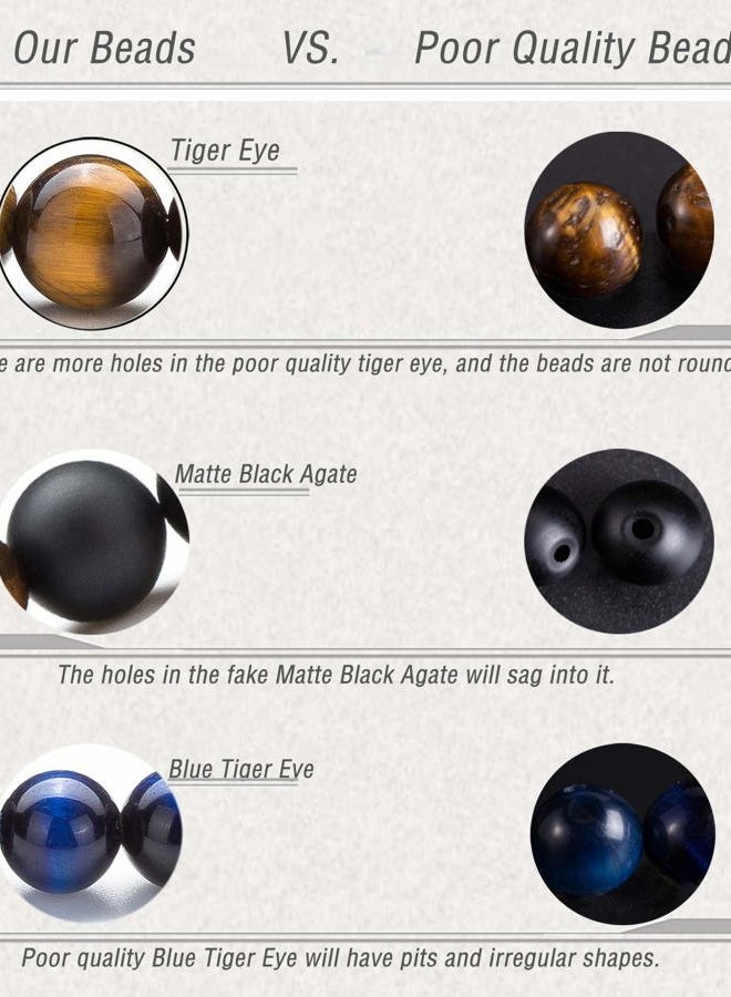 Hamoery Men Women 8mm Natural Stone Lava Rock Diffuser Bracelet Elastic Yoga Agate Beads Bracelet Bangle-21014 One Size, black - Image 5