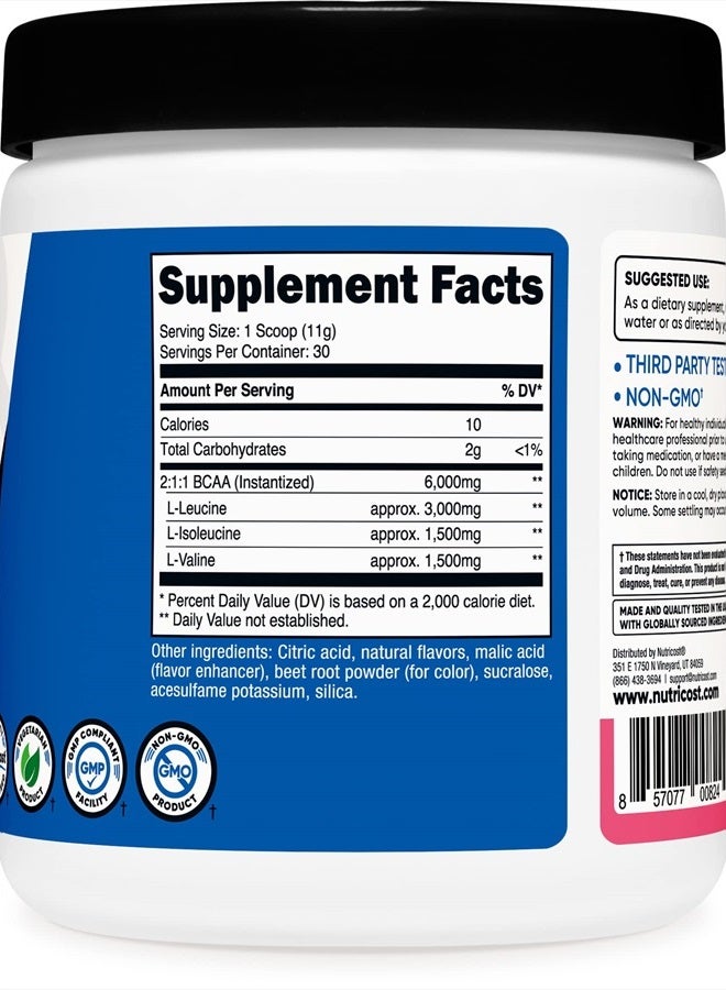 Nutricost BCAA Powder Raspberry Lemonade, 30 Servings - Image 2