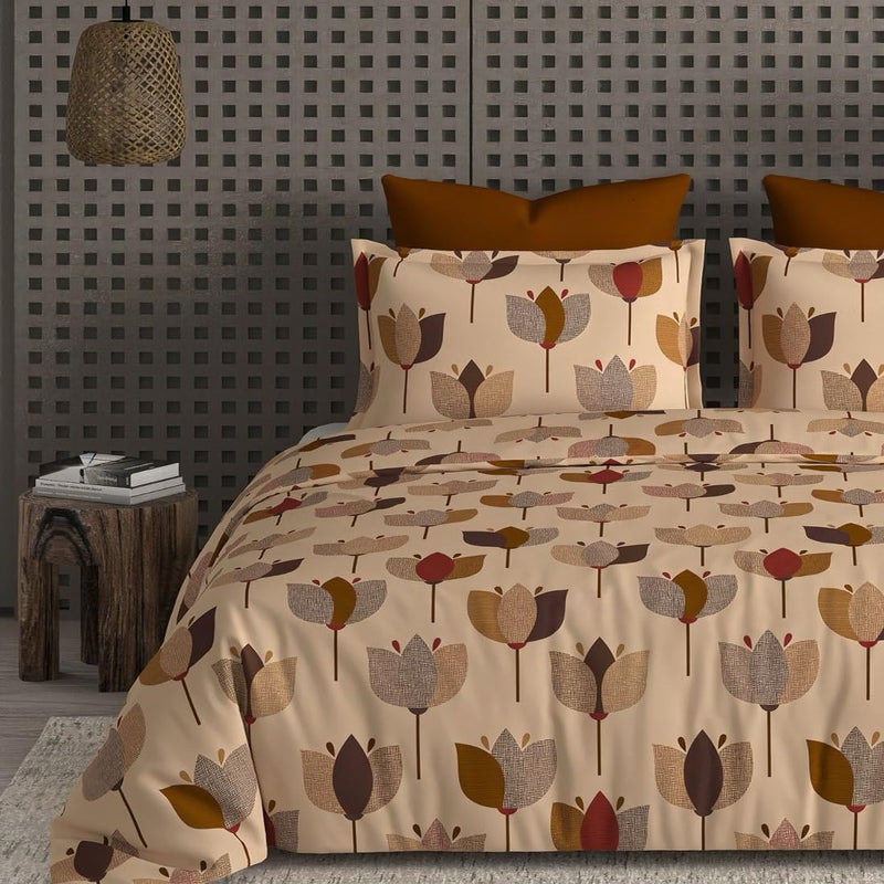 CHICERY Pure Cotton Printed Comforter Single Bed Duvets for Mild Winter All Season King Size 3 Layered Quilted Blanket Big Lotus FlowerPack of 1 - Image 3