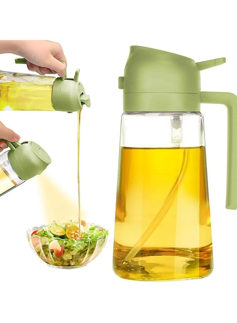 بخاخ وزجاجة زيت 2 في 1 مع غطاء أوتوماتيكي – 470 مل | زجاج خالٍ من BPA مع فلتر مضاد للانسداد وغطاء حساس للجاذبية | مثالي للطهي، الشواء، السلطات، والقلاية الهوائية – قبضة مريحة وتصميم مانع للتسرب  - Image 1