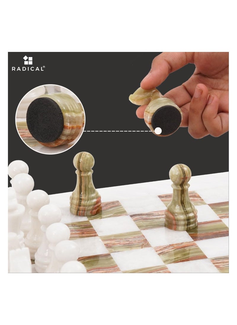 RADICALn Radicaln Marble Chess Set with Storage Box 15 Inches White and Green Onyx Handmade Board Game 2 Player Classic Chess Sets for Adults- 1 Chess Board & 32 Chess Pieces - Chess Game  - Image 5