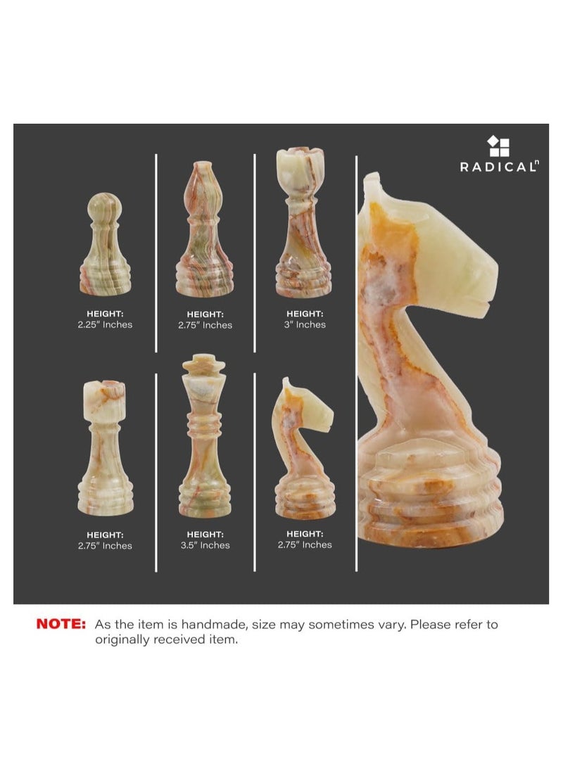 RADICALn - Radicaln Marble Chess Set with Storage Box 15 Inches White and Green Onyx Handmade Board Game 2 Player Classic Chess Sets for Adults- 1 Chess Board & 32 Chess Pieces - Chess Game - Image 1