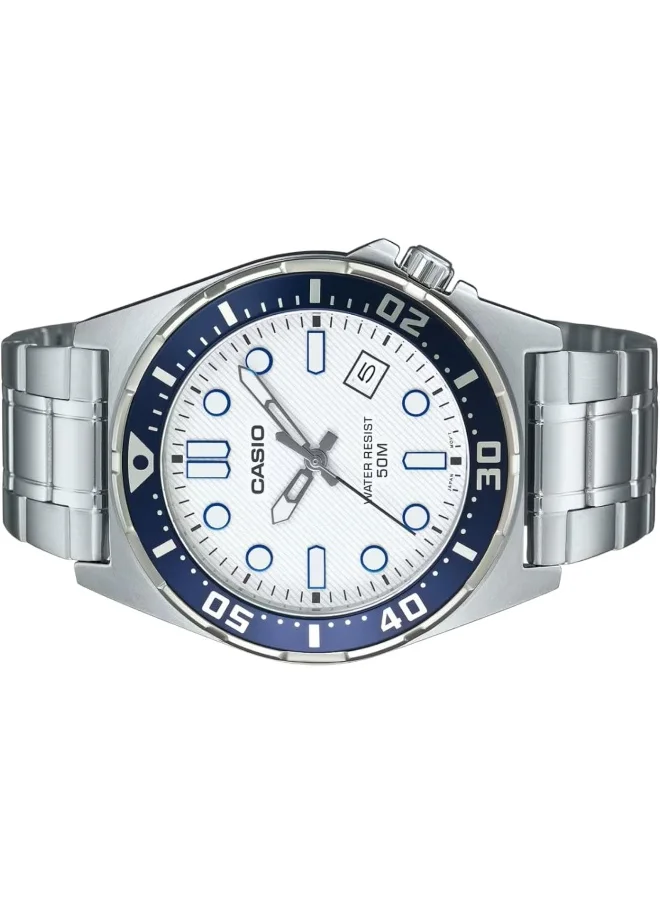 CASIO Men's Analog Display Watch With Silver Stainless Steel Strap - MTD-135D-7AVDF