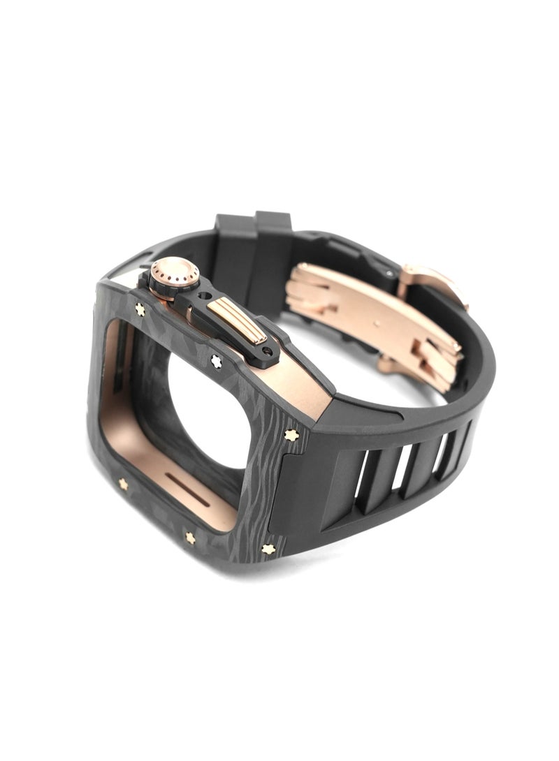 Luxury Designer Rugged Metal Protective Case , Shockproof Bumper With Silicone Strap Compatible for Apple Watch Ultra 2 44Mm & Apple Watch 8 45Mm - KY44/4503 - Image 1