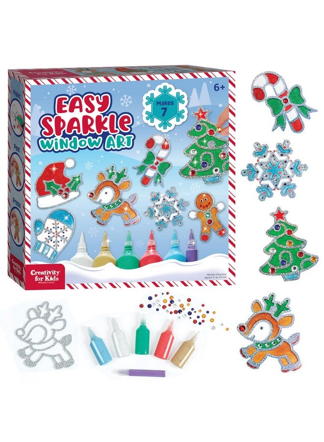 Creativity for Kids Holiday Easy Sparkle Window Art Craft Kit: Create 7 Window Art Designs, Holiday Crafts, Christmas Crafts for Kids Ages 6-8+, Christmas Activities for Kids - Image 1