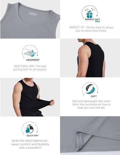 OYGSieg 6 Pack Men's Quick Dry Workout Tank Tops Breathable Gym Sleeveless Muscle Shirts for Active Men SetA XL/02 - Image 5