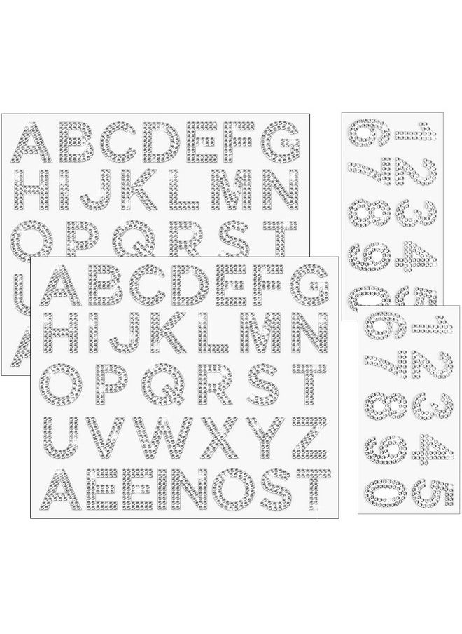 Waydress - 88 Pieces Rhinestone Alphabet Letter Stickers Glitter Letter Stickers Shiny Number Stickers Self Adhesive Letters Stickers For Diy Crafts(Silver) - Image 1