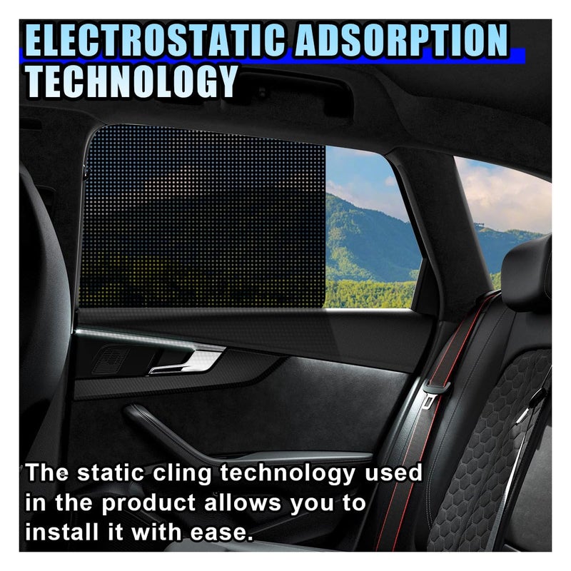 DUSCOKE 4PCS Car Side Window Sunshade, Block UV Rays Privacy Protector Car Static Cling Film Sticker, Reusable Washable Auto Shade Stickers for Heat Glare Protection, Window Film for Most Cars - Image 3