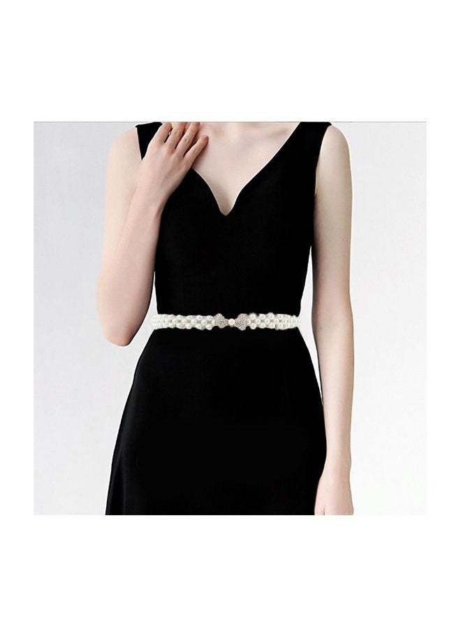 Generic - High Quality Pearl Belt Elastic Pearl Belt for Women Rhinestone Crystal Sashes Wedding Bridal Belt Dress Girl Waist Chain - Image 1