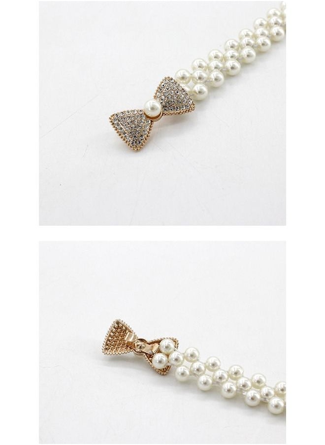 Generic - High Quality Pearl Belt Elastic Pearl Belt for Women Rhinestone Crystal Sashes Wedding Bridal Belt Dress Girl Waist Chain - Image 1