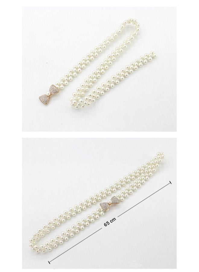 Generic - High Quality Pearl Belt Elastic Pearl Belt for Women Rhinestone Crystal Sashes Wedding Bridal Belt Dress Girl Waist Chain - Image 1