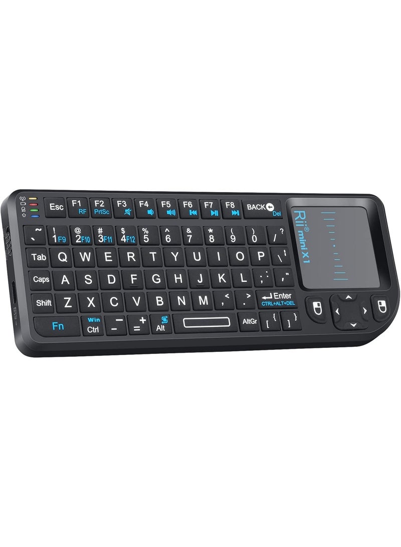 Rii 2.4G Mini Wireless Keyboard with Touchpad, Portable Lightweight Controller with USB Receiver, Remote for Windows/Mac/Android/PC/Tablet/TV/Xbox/PS3 – X1 Black - Image 1