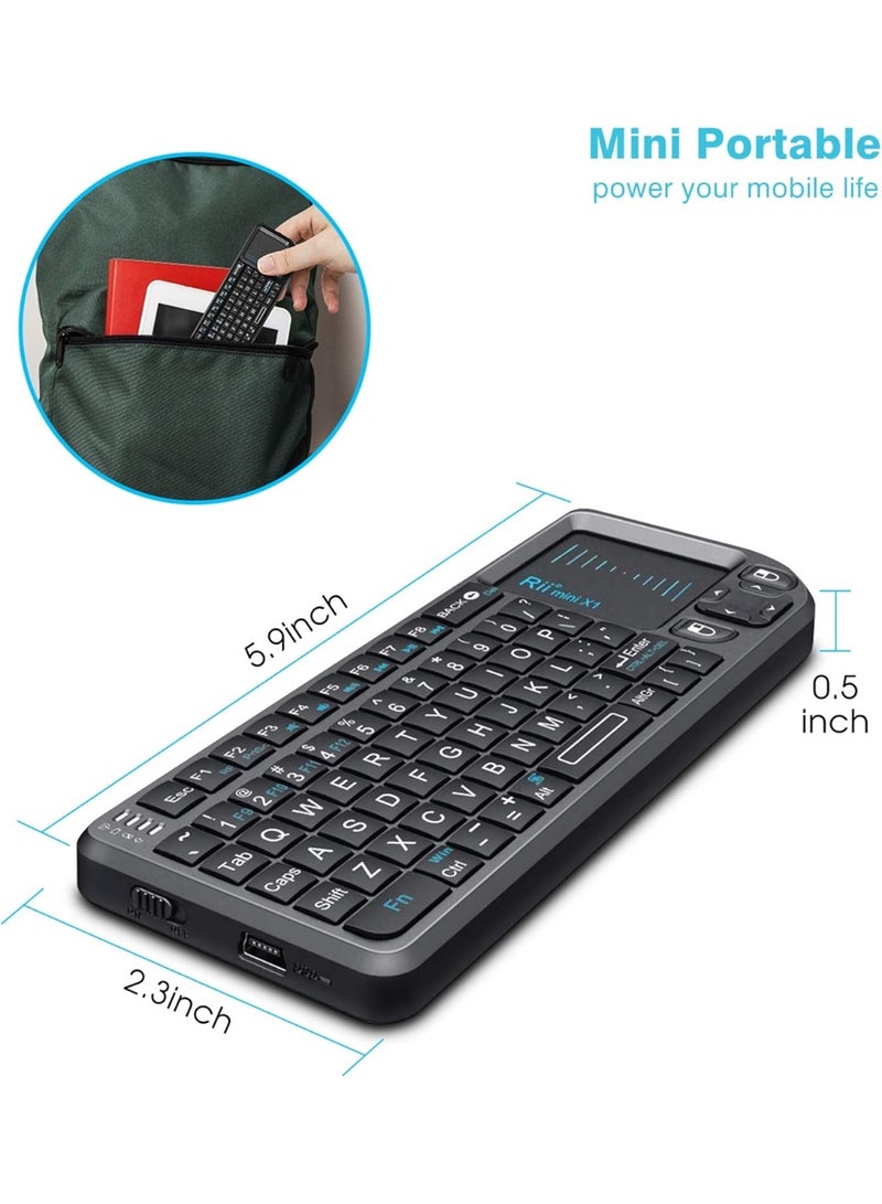 Rii 2.4G Mini Wireless Keyboard with Touchpad, Portable Lightweight Controller with USB Receiver, Remote for Windows/Mac/Android/PC/Tablet/TV/Xbox/PS3 – X1 Black - Image 3