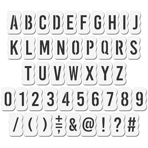 Stencil Stop 4 Inch (45 Pieces) Letter Stencil Set – Reusable Alphabet and Number Stencils for Scrapbooking, Card Making, and Small DIY Crafts – Durable Plastic for Painting on Wood, Fabric, and Canvas - Image 1