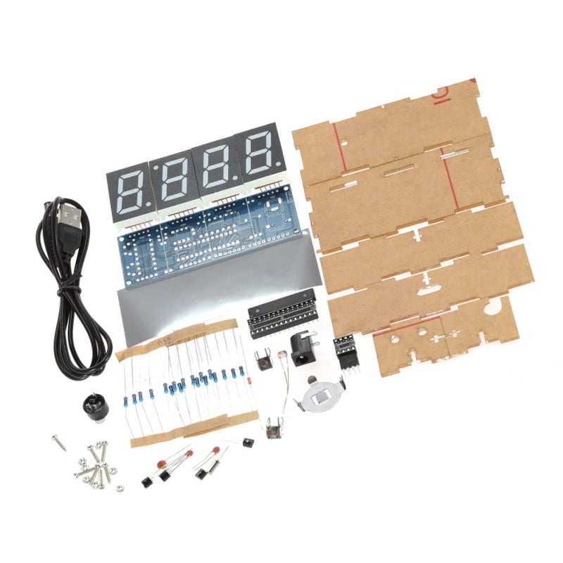 مجموعة ساعة LED رقمية مدمجة مكونة من 4 أرقام مع تحكم بالإضاءة وعرض لدرجة الحرارة والتاريخ والوقت مع غطاء شفاف - Image 2