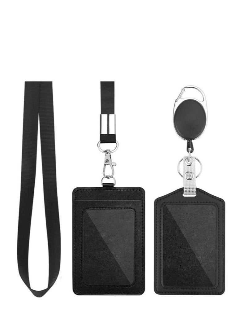 Joyelink Badge Holder, ID Badge Card Holder Wallet with 5 Card Slots, 1 RFID Blocking Pocket, Retractable Reel and Neck Lanyard Strap for Offices ID, School ID, Driver Licence  - Image 1
