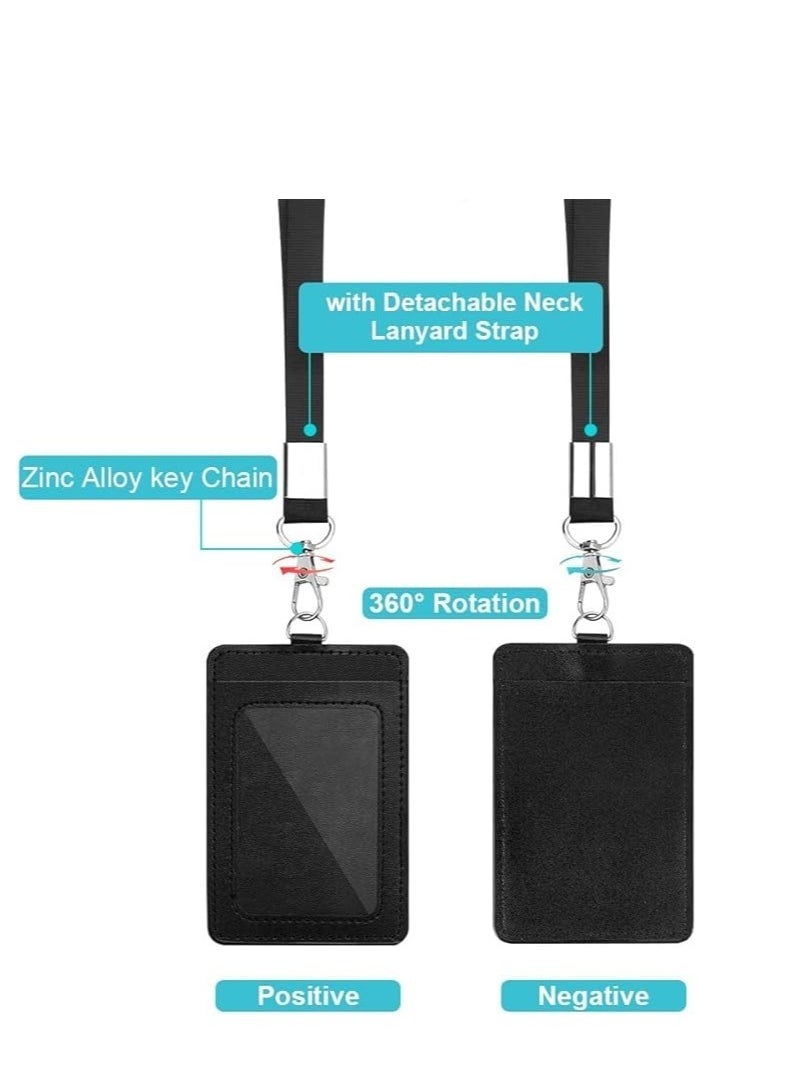 Joyelink Badge Holder, ID Badge Card Holder Wallet with 5 Card Slots, 1 RFID Blocking Pocket, Retractable Reel and Neck Lanyard Strap for Offices ID, School ID, Driver Licence  - Image 2