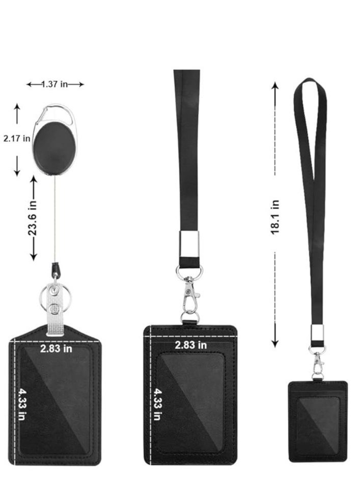 Joyelink Badge Holder, ID Badge Card Holder Wallet with 5 Card Slots, 1 RFID Blocking Pocket, Retractable Reel and Neck Lanyard Strap for Offices ID, School ID, Driver Licence  - Image 3