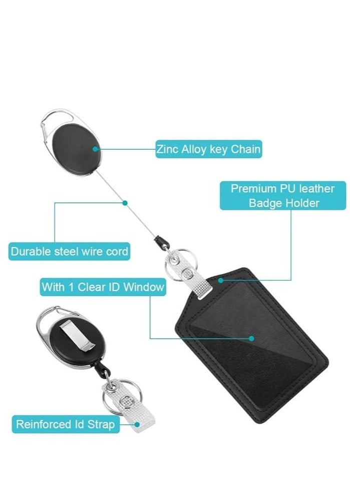 Joyelink Badge Holder, ID Badge Card Holder Wallet with 5 Card Slots, 1 RFID Blocking Pocket, Retractable Reel and Neck Lanyard Strap for Offices ID, School ID, Driver Licence  - Image 4
