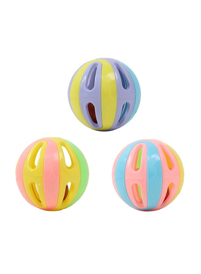 لعبة كرات الجلجلة الشبكية للقطط، ألعاب تدريب القطط الداخلية، كرة الجلجلة البلاستيكية الملونة تعزز اهتمام القطط لأنها تطارد الخدوش واللف (4 قطع) - Image 1