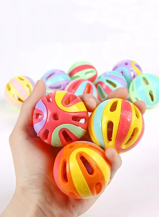 لعبة كرات الجلجلة الشبكية للقطط، ألعاب تدريب القطط الداخلية، كرة الجلجلة البلاستيكية الملونة تعزز اهتمام القطط لأنها تطارد الخدوش واللف (4 قطع) - Image 3