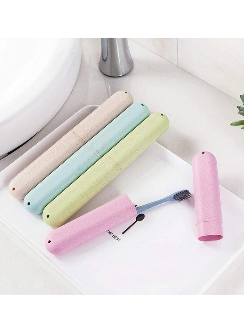 SYOSI 4 Pcs Travel Toothbrush Case Portable Toothbrush Storage Case Eco-Friendly Wheat Straw Toothbrushes Cover Case for Travel Camping School - Image 4