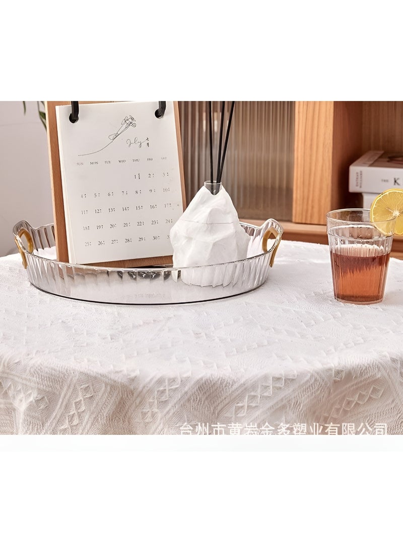Generic - Clear Acrylic Serving Tray with Gold Handle, Decorative Tray with Gold Double Handle for Home and Kitchen, Guest Serving Tray and Home Kitchen Organizer (Transparent White) - Image 1