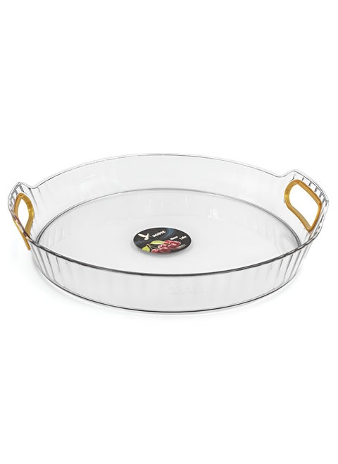 Clear Acrylic Serving Tray with Gold Handle, Decorative Tray with Gold Double Handle for Home and Kitchen, Guest Serving Tray and Home Kitchen Organizer (Transparent White)