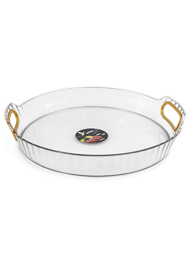 Generic - Clear Acrylic Serving Tray with Gold Handle, Decorative Tray with Gold Double Handle for Home and Kitchen, Guest Serving Tray and Home Kitchen Organizer (Transparent White) - Image 1