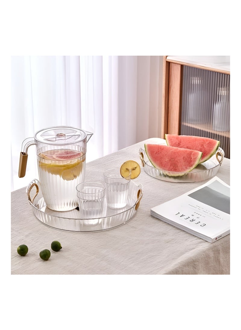 Generic - Clear Acrylic Serving Tray with Gold Handle, Decorative Tray with Gold Double Handle for Home and Kitchen, Guest Serving Tray and Home Kitchen Organizer (Transparent White) - Image 1