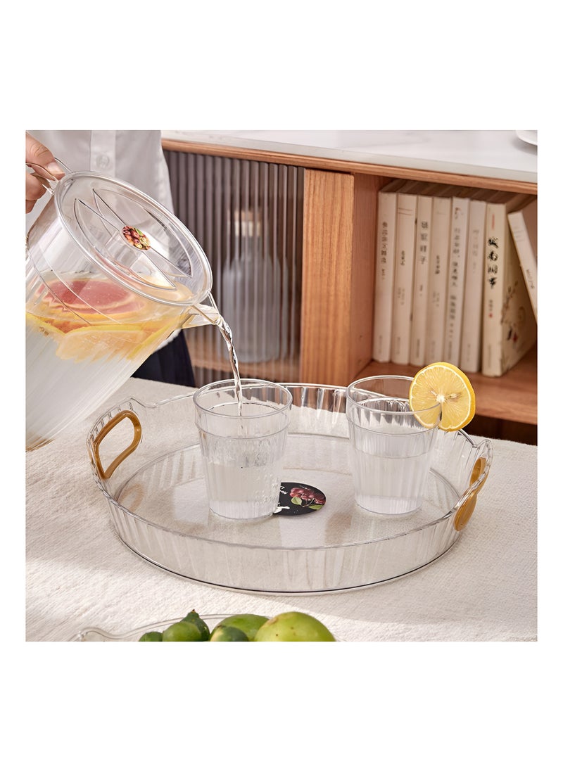 Generic - Clear Acrylic Serving Tray with Gold Handle, Decorative Tray with Gold Double Handle for Home and Kitchen, Guest Serving Tray and Home Kitchen Organizer (Transparent White) - Image 1
